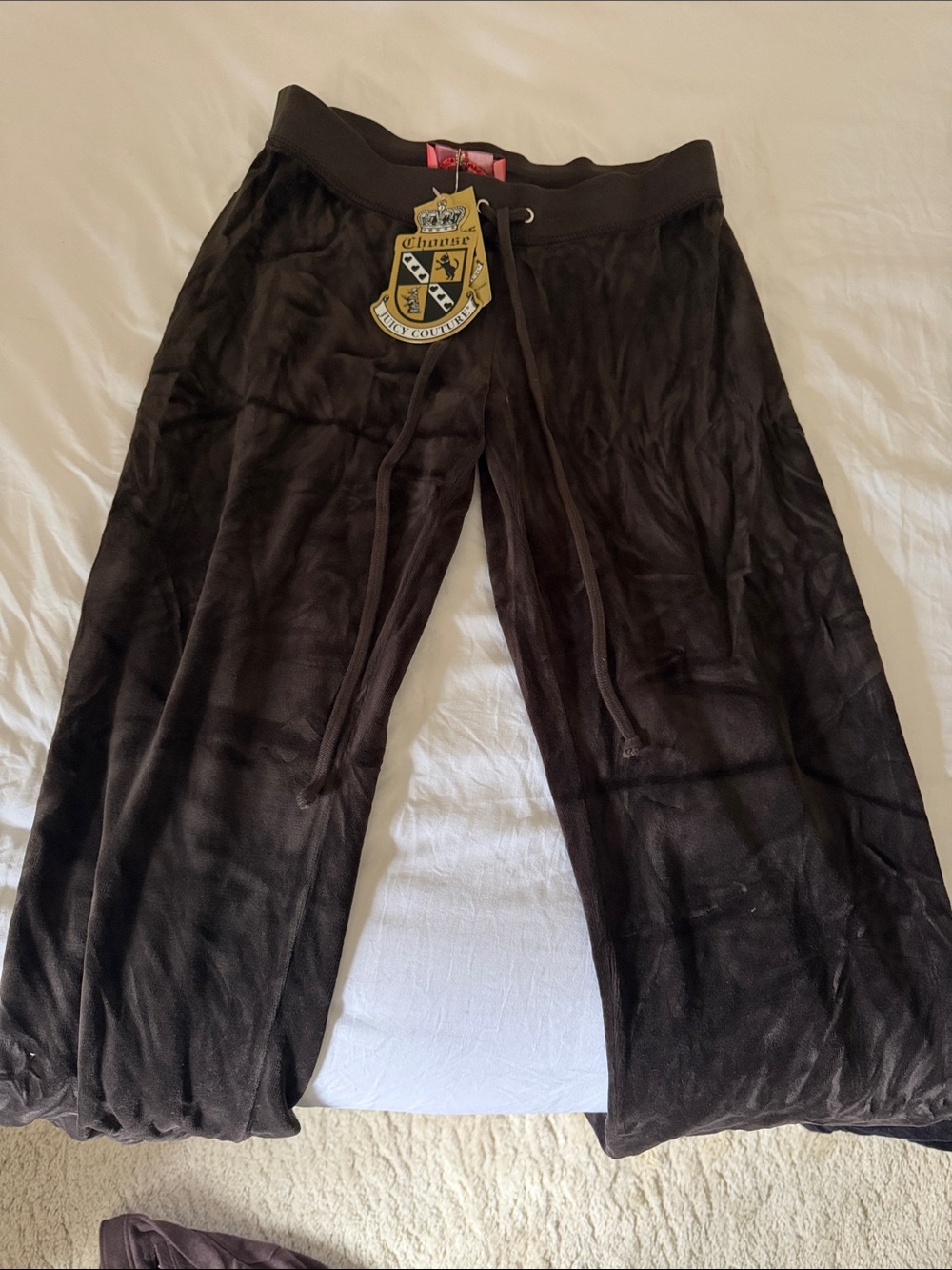 Juicy Couture Black Velvet Drawstring Track Pants